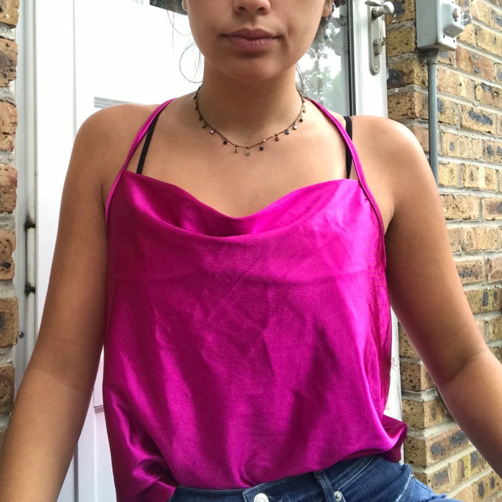 Silk pink tank top